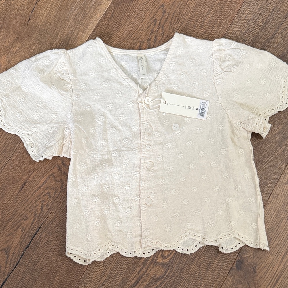 Rylee + Cru Cream Eyelet Kids Blouse